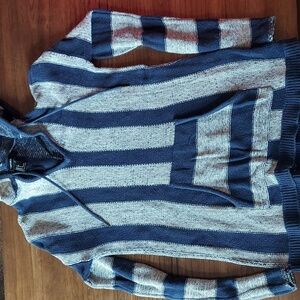 Forever 21 Baja Hoody. Women’s Size Small. Navy and Gray stripes